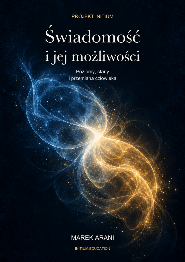 Świadomość i jej możliwości &mdash; Marek Arani &mdash; granatowo-złota okładka INITIUM