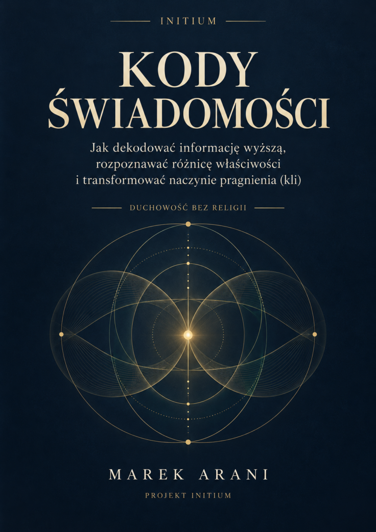 Kody świadomości &mdash; Marek Arani &mdash; granatowo-złota okładka INITIUM